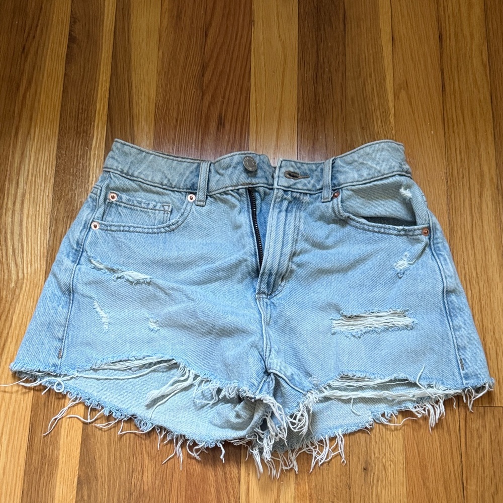 Garage Light Blue Distressed Jean Shorts